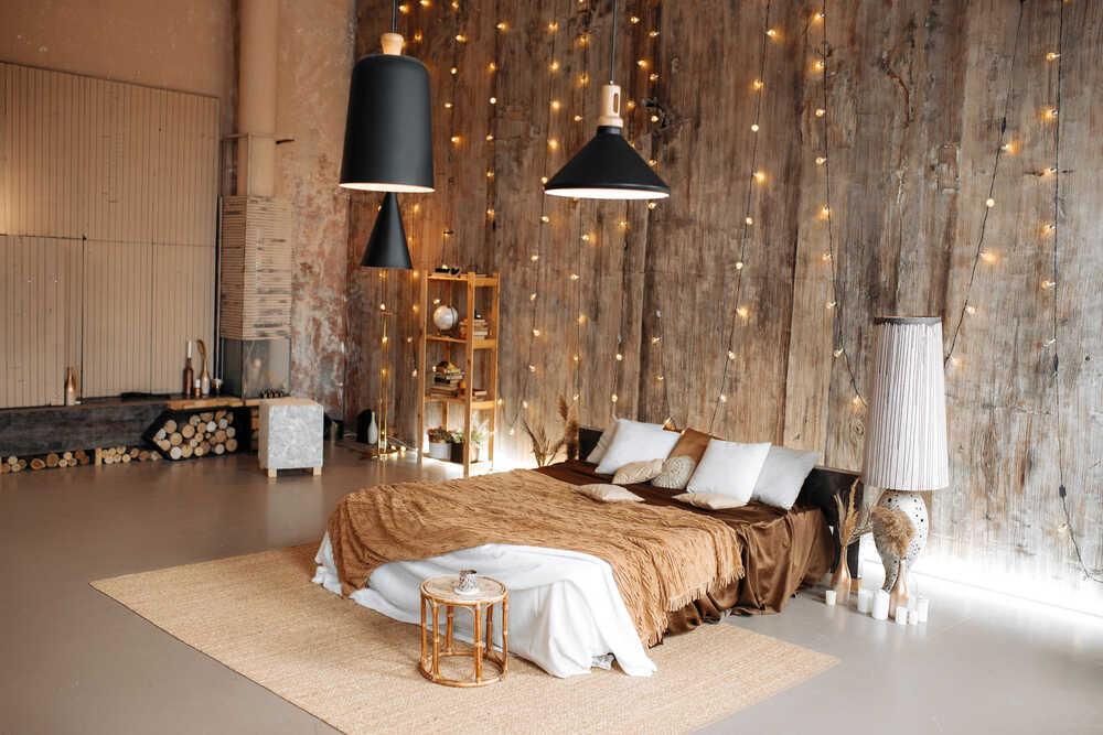 Schlafzimmer im Boho-Stil eingerichtet